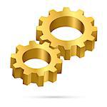 Two gears.  Illustration on white background for design