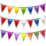 Rainbow Bunting Banner Garland, Isolated On White Background, Vector Illustration