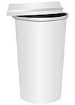 Disposable paper cup for coffee with a lid. Vector illustration.