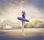 Ballerina dancing on a street