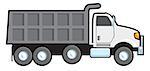 A typical plain white blank American dump truck.