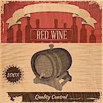 Retro Menu Wine Card with Cask in Vintage Style. Vector Illustration.