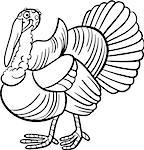 Black and White Cartoon Illustration of Funny Turkey Farm Bird Animal for Coloring Book