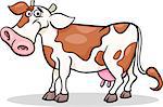 Cartoon Illustration of Funny Spotted Cow Farm Animal