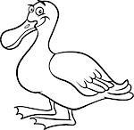 Black and White Cartoon Illustration of Funny Duck Farm Bird Animal for Coloring Book