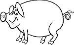 Black and White Cartoon Illustration of Funny Pig Farm Animal for Coloring Book