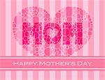 Happy Mothers Day with Heart Shape Polka Dots on Pink Stripes Pattern Background Illustration