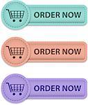 Order now commercial buttons made of leather. Vector illustration