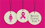 Breast cancer awareness symbols in hangtags set. Vector file layered for easy manipulation and custom coloring.