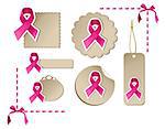 Pink breast cancer awareness design elements set. Vector file layered for easy manipulation and custom coloring.