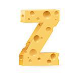 Cheese font Z letter. Illustration on white.