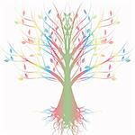 Colorful art tree isolated on white background