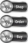 Metallic and glossy web elements/buttons for online shopping. Vector illustration