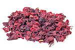 Dried Hibiscus Flowers, on white background
