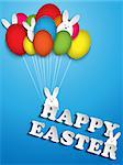 Vector - Happy Easter Rabbit Ballons Eggs