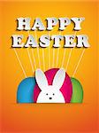 Vector - Happy Easter Rabbit Bunny on Orange Background