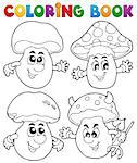 Coloring book mushroom theme 1 - vector illustration.
