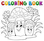 Coloring book mushroom theme 2 - vector illustration.