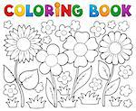 Coloring book with flower theme 2 - vector illustration.