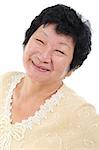 Happy 60s Asian Senior Woman on white background