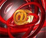 email alias in abstract space - 3d illustration