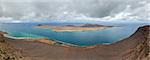 Panorama of La Graciosa Island. View from Mirador del Rio. Lanzarote, Canary Islands, Spain.