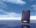 smartphone under cloudy blue sky - 3d illustration