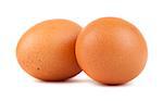 Pair of brown chicken eggs isolated on white background