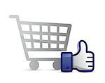 shopping cart thumb up illustration design over a white background