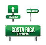 costa rica Country road sign illustration design over white