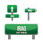 iraq Country road sign illustration design over white