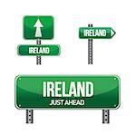 ireland Country road sign illustration design over white