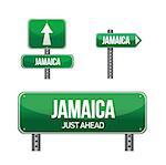 jamaica Country road sign illustration design over white