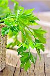 parsley in braided basket isolated