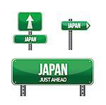 japan Country road sign illustration design over white