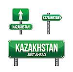 kazakhstan Country road sign illustration design over white