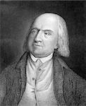 Jeremy Bentham (1748-1832) on engraving from 1859. English philosopher, jurist and social reformer. Engraved by unknown artist and published in Meyers Konversations-Lexikon, Germany,1859.