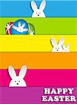 Vector - Happy Easter Rabbit Bunny on Rainbow Background