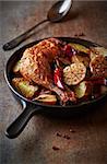 oven-baked chicken with rustic vegetables