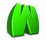 green letter w on white background - 3d illustration