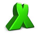 green letter x on white background - 3d illustration