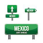 mexico Country road sign illustration design over white