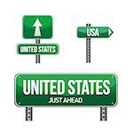 united states Country road sign illustration design over white