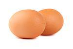 two brown chicken eggs isolated on white background