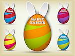 Vector - Happy Easter Rabbit Bunny Easter Egg Set