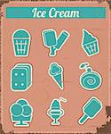 Ice Cream Vintage Grunge set labels - Vector illustration