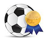 soccer ball with award illustration design over white