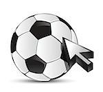 soccer ball with cursor arrow - sport shopping concept illustration