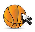 Basketball ball with cursor arrow - sport shopping concept illustration