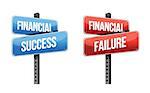 financial success, financial failure signs illustration design over a white background